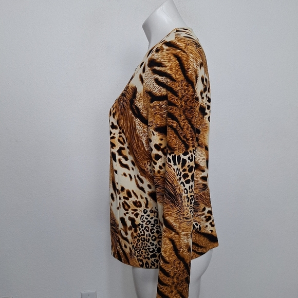 Investments Brown Tan Animal Print Mobwife Front Zip Jacket Size MP - Picture 5 of 13
